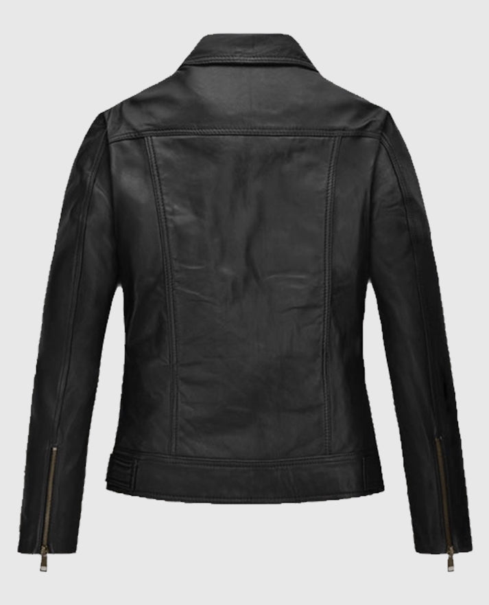 Women's Asymmetrical Black Biker Leather Jacket
