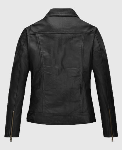Women's Asymmetrical Black Biker Leather Jacket