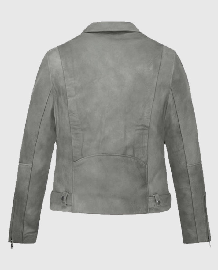 Women's Gray Suede Leather Jacket