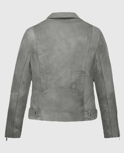Women's Gray Suede Leather Jacket