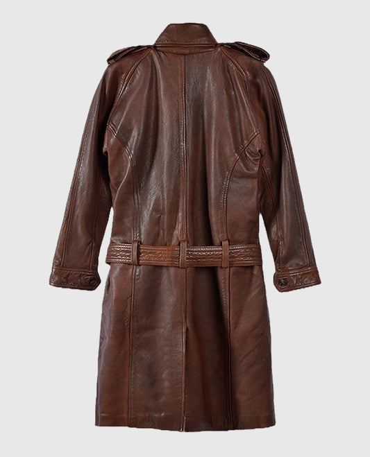 Women's Leather Long Spanish Brown Coat