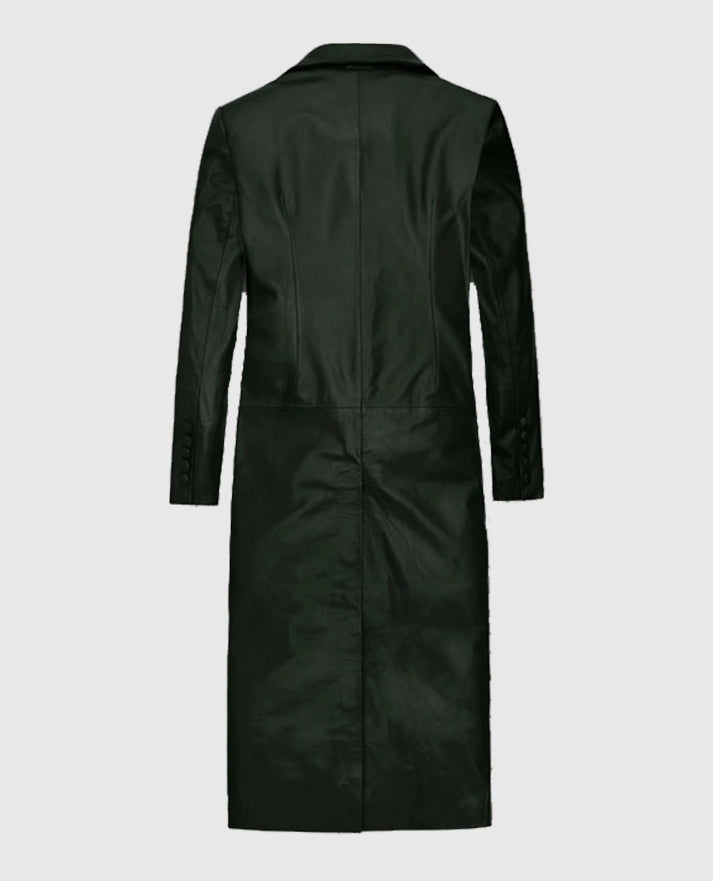 Women's Long Chelsea Black Leather Coat