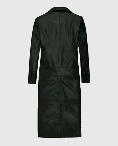 Women's Long Chelsea Black Leather Coat