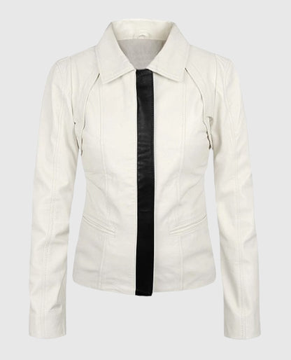 Women's Off-White Shirt-Style Leather Jacket