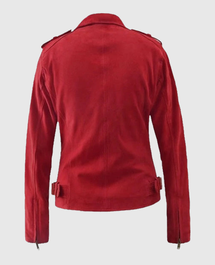 Women's Red Suede Leather Jacket