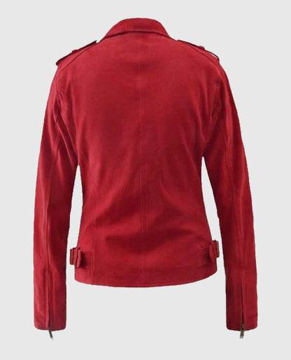 Women's Red Suede Leather Jacket