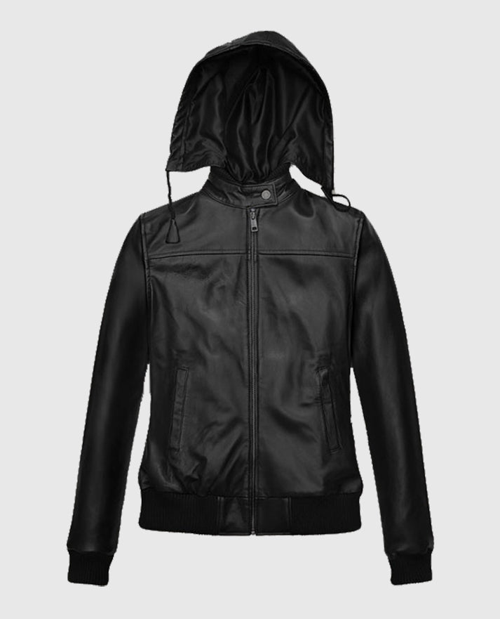 Women's Symphony Leather Jacket with Detachable Hood