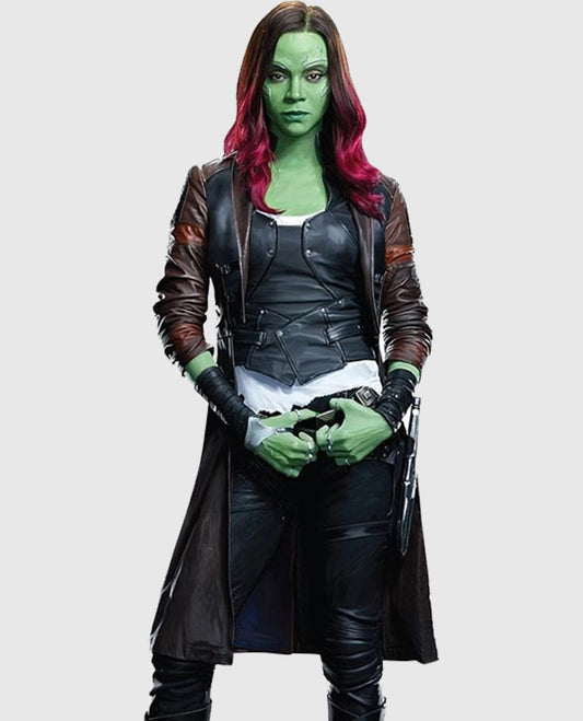 Zoe Saldana Guardians of the Galaxy Vol 2 Gamora Leather Coat