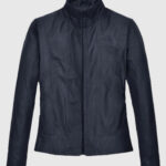 Women's Stand-Up Collar Black Leather Jacket