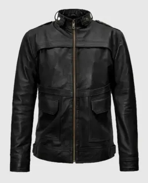 Men's Military Inspired Leather Jacket