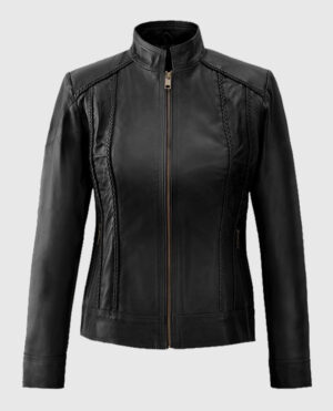 Black Cafe Racer Leather Jacket