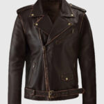 Men's Enforcer Biker Dark Brown Leather Jacket